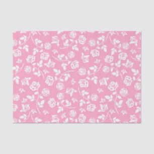 Papel de Seda Floral Rosa e Branco/Rosas