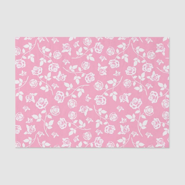 Papel de Seda Floral Rosa e Branco/Rosas (Frente )