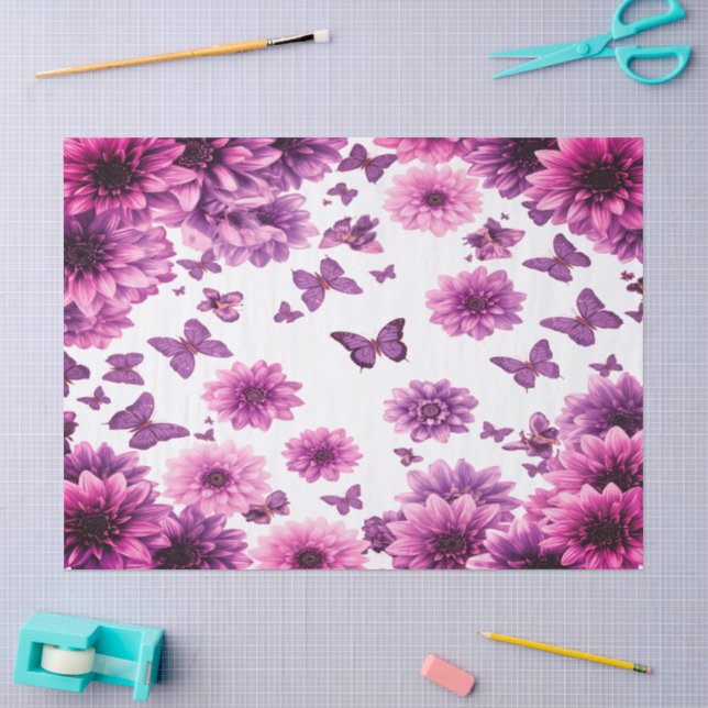 Papel De Seda Floral Rosa Romântica (Arte )