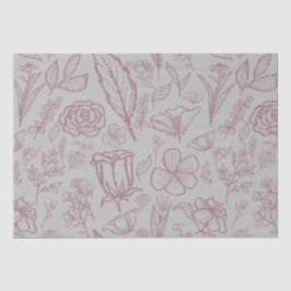 Papel De Seda Floral Rosa Simples na Cinza |
