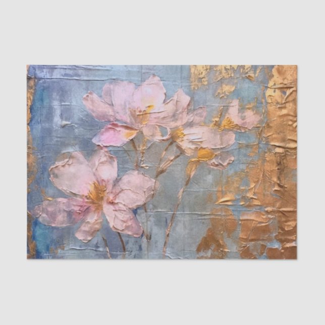 Papel De Seda Floral Rosa Texturizado (Frente )