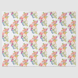 Papel De Seda Floral Rosa Vermelho