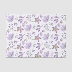 Papel de seda floral roxo aquarela