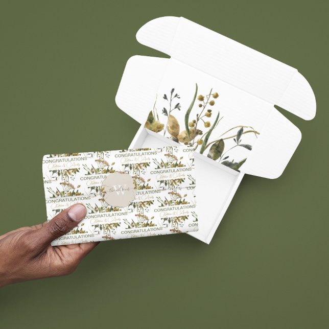 Papel de Seda Floral Seca de Parabéns  (Congratulate a special couple with this beautiful dried floral tissue paper! Matching collection! )