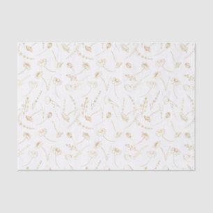 Papel De Seda Floral Simples de Desenho de Flor Selvagem Dourada
