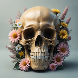 Papel De Seda Floral skull cream white Steampunk v1 tissue paper