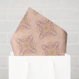 Papel De Seda Floral Soft pêssego caleidoscópico Script Melhor M
