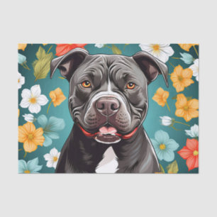 Papel De Seda Floral Staffordshire Bull Terrier