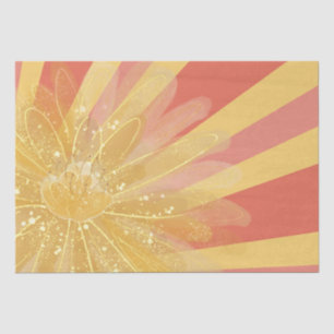 Papel De Seda Floral Sunburst Laranja Cor-de-rosa Abstrato