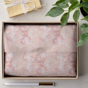 Papel De Seda Floral Toile de Bow Decoupage Cor-de-Rosa Vintage