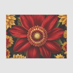 Papel De Seda Floral Vermelho E Amarelo