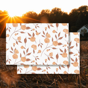Papel De Seda Floral Watercolor Boho Peach Modern Vine Decoupage