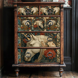 Papel De Seda Floral William Morris Style Unicorn