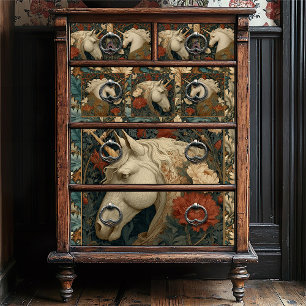 Papel De Seda Floral William Morris Style Unicorn