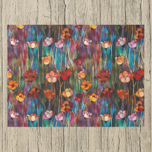 Papel De Seda Floralista Arte Nova Falso Vidro Pintado