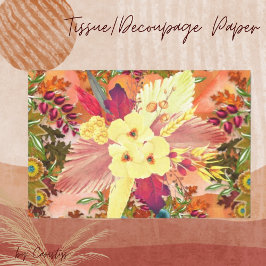 Papel De Seda Florals Orange Teal, Cream Crafting &