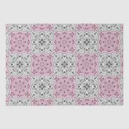 Papel De Seda Floreio de Padrão Rococó Rosa