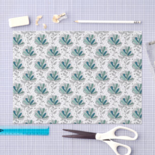 Papel De Seda Flores Abstratas em Tons de Verde no Estilo de Art