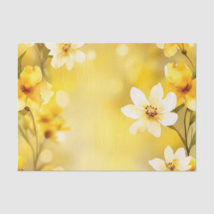 Papel De Seda Flores Amarelas De Espingarda Com Aquarela Suave