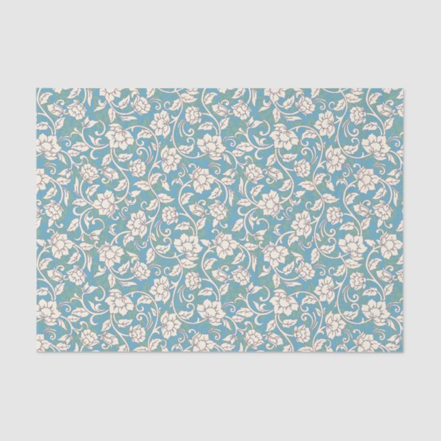 Papel De Seda Flores amarelas e azuis (Frente )