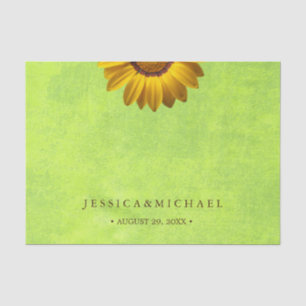 Papel De Seda Flores Amarelas no Casamento Verde Abstrato