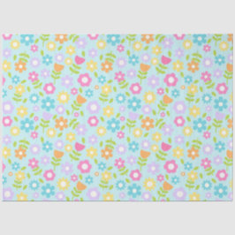 Papel De Seda Flores amarelas, púrpuras, azuis e cor-de-rosa em 