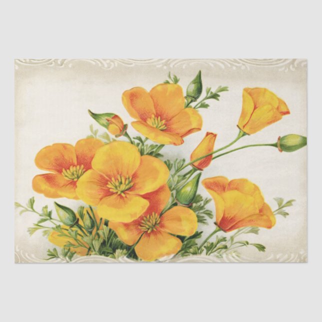 Papel De Seda Flores Amarelas Vintage bonito (Frente )