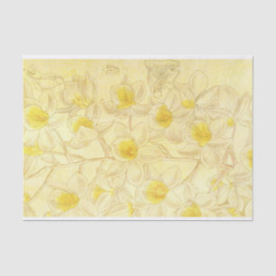 Papel De Seda Flores Antigas Desenhando com Decoupage Amarelo