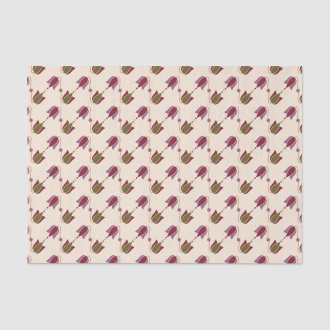 Papel De Seda Flores Antigas Rubi, Latão, Bronze e Fuchsia Gr (Frente )