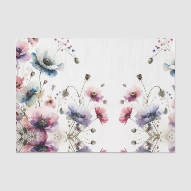 Papel De Seda Flores Aquarela Tinta Alcoólica Floral (Frente )