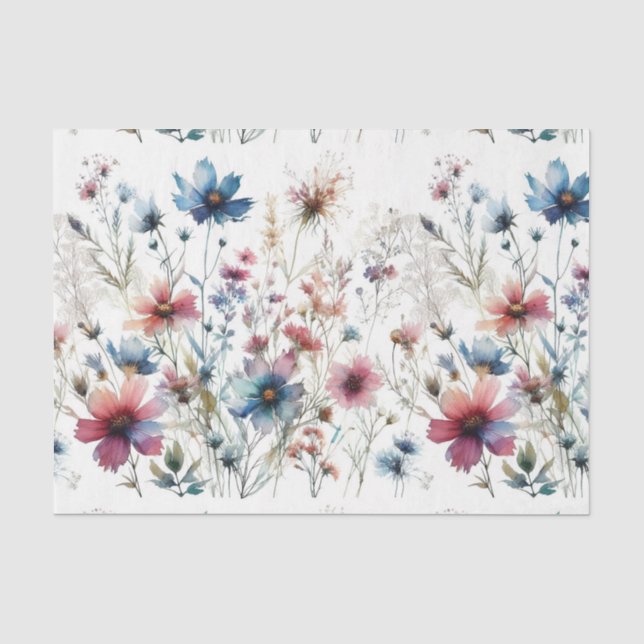 Papel De Seda Flores Aquarela Tinta Alcoólica Floral (Frente )