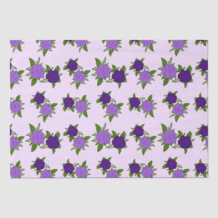 Papel De Seda Flores Azuis e Roxas com padrão violeta