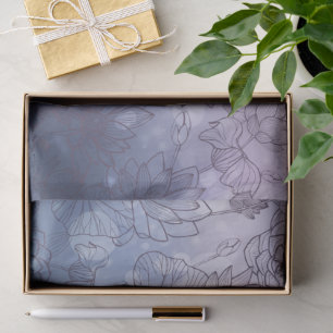 Papel De Seda Flores Azuis E Roxas Modernas Elegantes