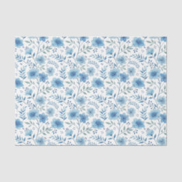 Papel De Seda Flores Azuis Elegantes em Aquarela Decoupage