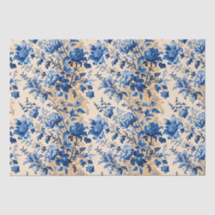 Papel De Seda Flores Azuis França Tecido Vintage Seu nome