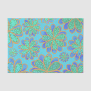 Papel De Seda Flores Azuis Moles Flutuantes em um Mar 