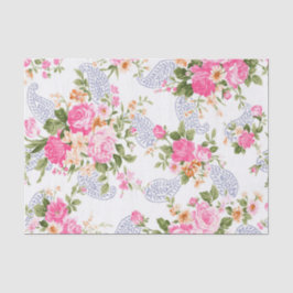 Papel De Seda Flores Beige e Rosa