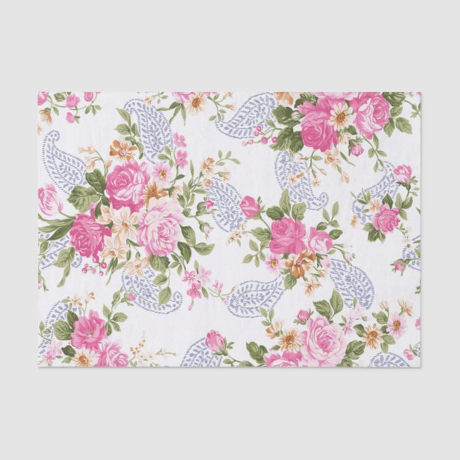 Papel De Seda Flores Beige e Rosa (Frente )