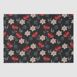 PAPEL DE SEDA FLORES BOHO ABSTRATO A PRETO