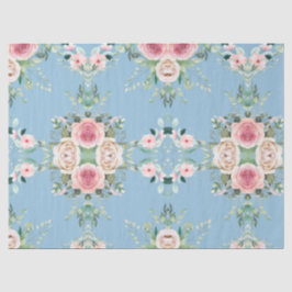 Papel De Seda Flores Bonitas Em Azul