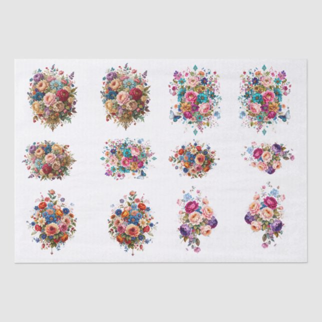 Papel De Seda Flores & Borboletas  (Frente )