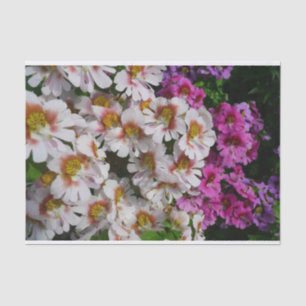 Papel De Seda Flores borboletas Florais brancas, cor-de-rosa e p