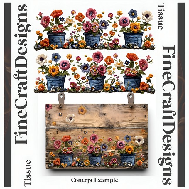 Papel De Seda Flores Bordadas Em Vasos Decoupage E e D 018 (Criador carregado)