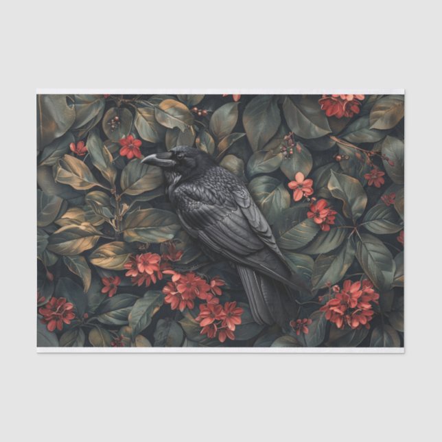 Papel De Seda Flores Botânicas de Decoupage de Corvo (Frente )