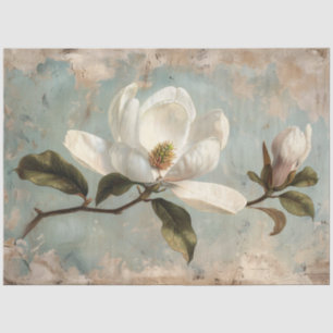 Papel De Seda Flores Brancas da Magnolia Desligamento da Vintage