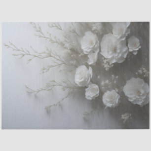 Papel De Seda Flores Brancas Elegantes Decoupage