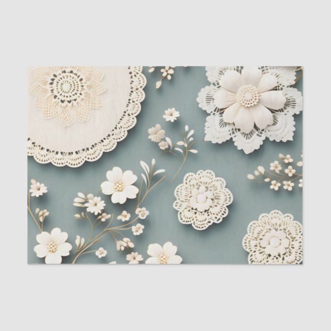 Papel De Seda Flores Brancas Modernas (Frente )