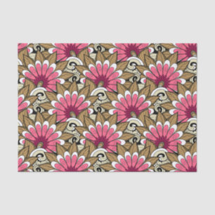 Papel De Seda Flores Brancas Rosa E Marrom Sujo