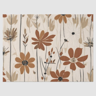 Papel De Seda Flores Castanhos Retrorentos Modernos