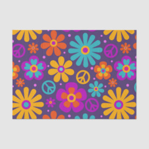 Papel De Seda Flores Coloridas Amores do Amor à Paz Retro Hippie